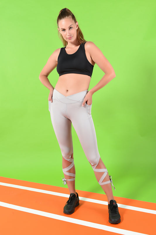 Wrap Design Capri Grey Active Yoga Pants