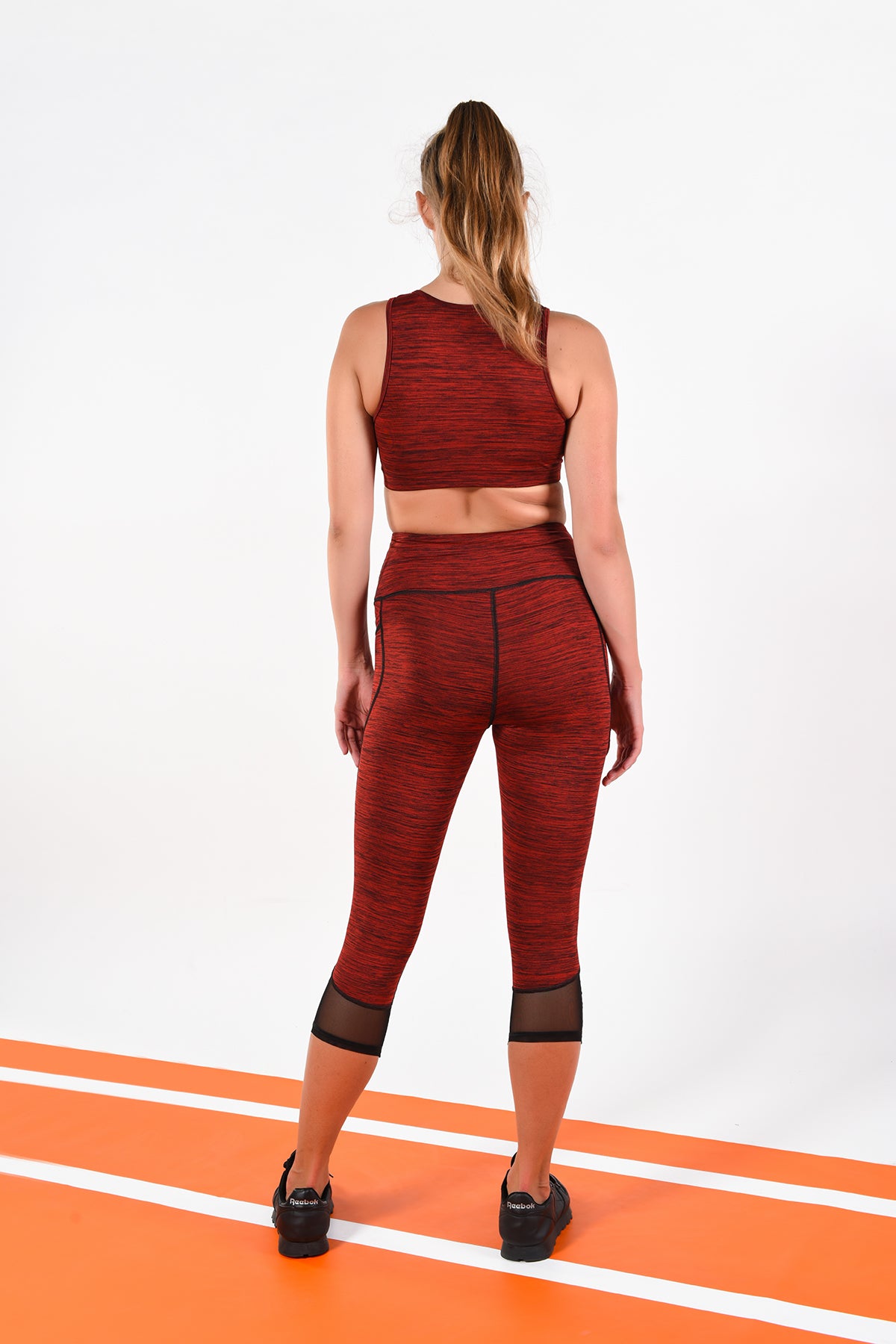 Kash Pocket Design Red Spacedye Fabric Active Sportswear for Women