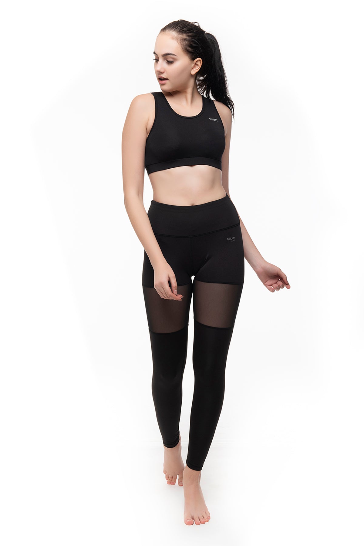 Nirvana Design Black & Mesh Active Sportswear for Women